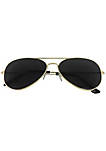 Black Gold Aviator Sunglasses - Military Style Dark Sun Glasses with Gold Metal Frame and UV 400 Protection
