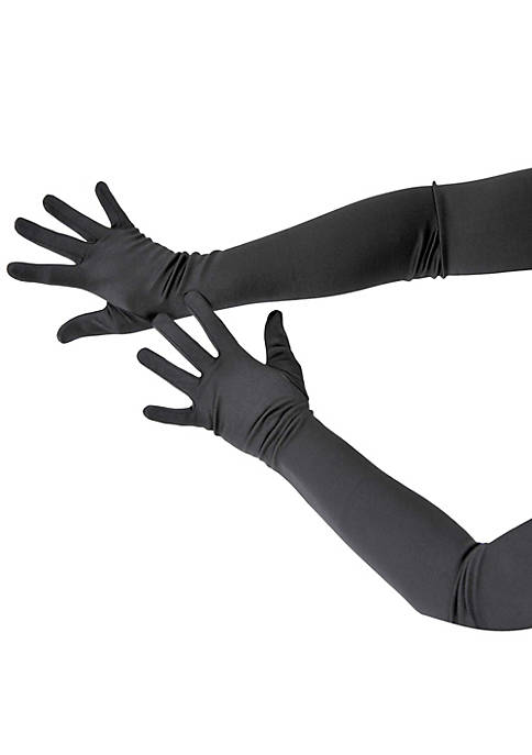 Skeleteen Black Satin Opera Gloves