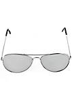 Silver Mirrored Aviator Sunglasses - Military Style Mirror Sun Glasses with Metal Frame and UV 400 Protection