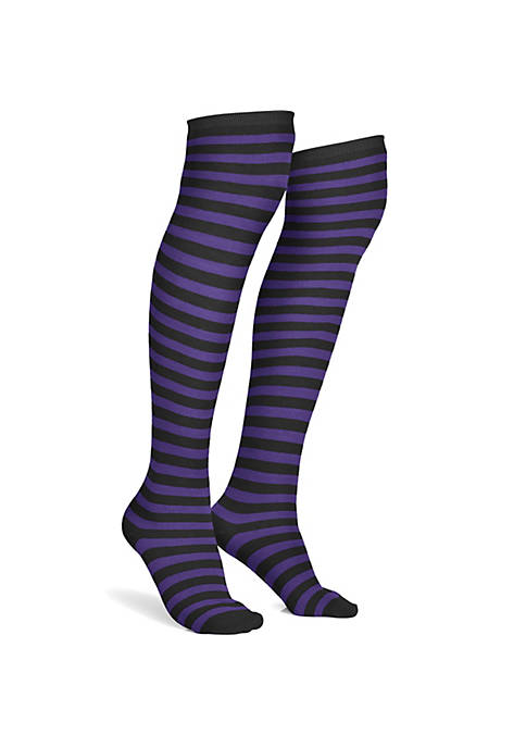 Purple and Black Socks - Over The Knee Striped Thigh High Costume Accessories Stockings
