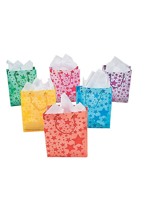 Fun Express Assorted Color Frosted Star Gift Bag