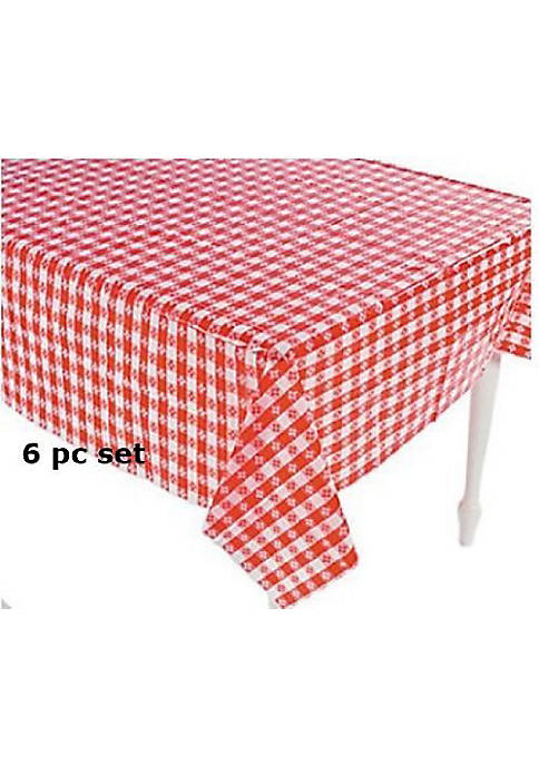 Fun Express Plastic Red and White Checkered Tablecloths