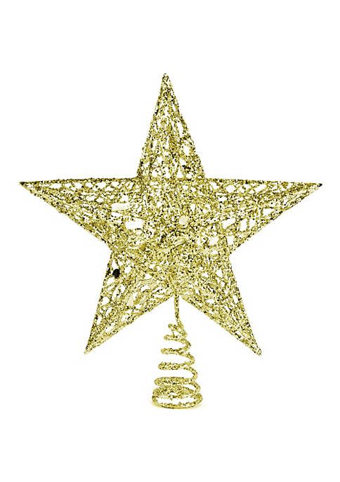 Gold Star Tree Topper - Christmas Glitter Star Ornament Treetop Decoration (Gold)