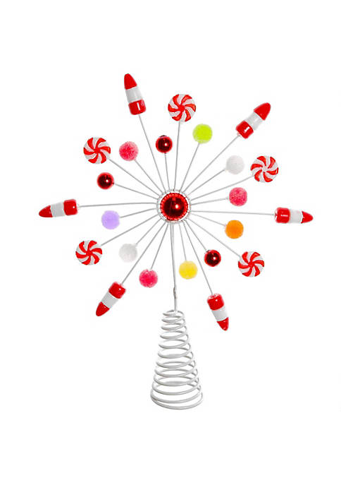 Candy Snowflake Tree Topper - Peppermint Candy Cane Snowflakes Christmas Tree Decorations