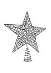 Star Tree Topper - Christmas Glitter Star Ornament Treetop Decoration (Silver)
