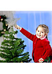 Star Tree Topper - Christmas Glitter Star Ornament Treetop Decoration (Silver)