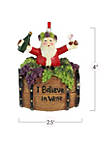 Santa Wine Barrel Ornament - Santa On Wine Barrel Christmas Holiday Tree Decoration