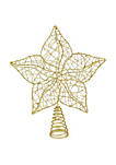 Glittered Star Tree Topper - Christmas Gold Sparkle Wire Star Leafy Decoration