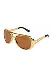Rockstar 50s, 60s Style Aviator Shades, Gold Celebrity Sunglasses 1 Pair