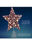 Christmas Rattan Tree Topper – Red and White Xmas Rustic Star LED Light Up Tree Topper Ornament Decoration
