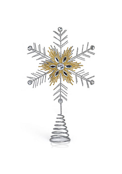 Ornativity Glitter Snowflake Tree Topper &ndash; Silver and
