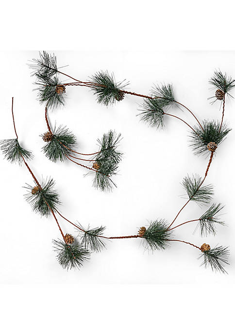 Pinecone and Needles Garland - Pine Needles and Pinecone Rustic Holiday Christmas Tree Natural Garland Decorations – 6 Ft