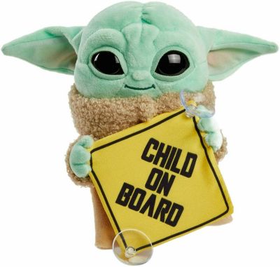 Mattel Star Wars Grogu Plush âChild On Boardâ Sign +Toy, 8-In Character From The Mandalorian, Soft, Collectible Cuddle Toy & Automobile Signage
