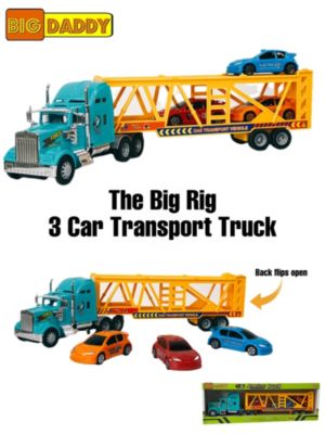Big Daddy Big Rig Heavy Duty Tractor Trailer Car Transport Toy Truck With 3 Cars