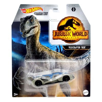 Mattel Hot Wheels Jurassic World Dominion Character Cars - Velociraptor Blue