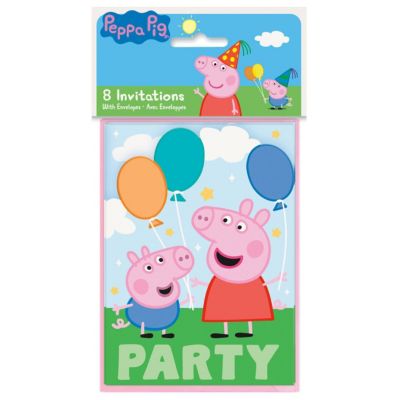 Unique Peppa Pig Birthday Party Invitations 8Ct, White -  011179782246