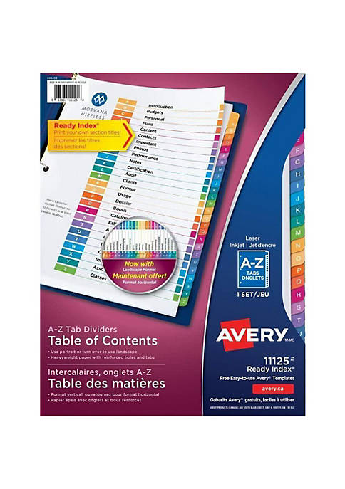 Avery Ready Index A-Z Tab Binder Dividers Customizable