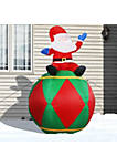 Sunnydaze Santa Sitting on Ball Inflatable Decoration