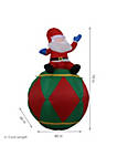 Sunnydaze Santa Sitting on Ball Inflatable Decoration
