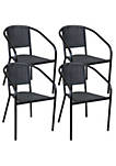 Sunnydaze Aderes Outdoor Arm Chair - Set of 4 - Black
