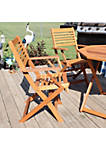Sunnydaze Meranti Wood Outdoor Folding Patio Armchairs - Set of 2
