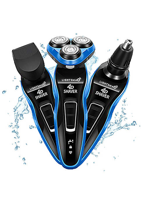 LIGHTSMAX Blue 3-1 Electric Men Shaver Trimmer Portable