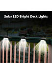 4 Pks Black Solar Deck Wall Step Fence Rail Lights - White Color