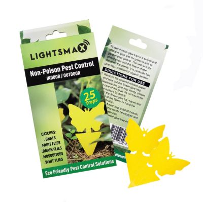 Lightsmax Yellow Sticky Glue Insect Traps Fruit Flies Aphids Flying Pests Eco Friendly No Poison - 25 Pks