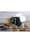 12-Pieces Cookware Set w/ Ergonomic Handle Aquamarine Collection