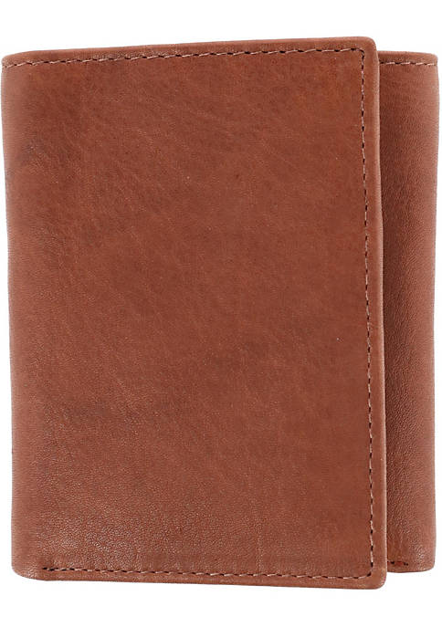 CTM Mens American Bison Leather RFID Trifold Wallet