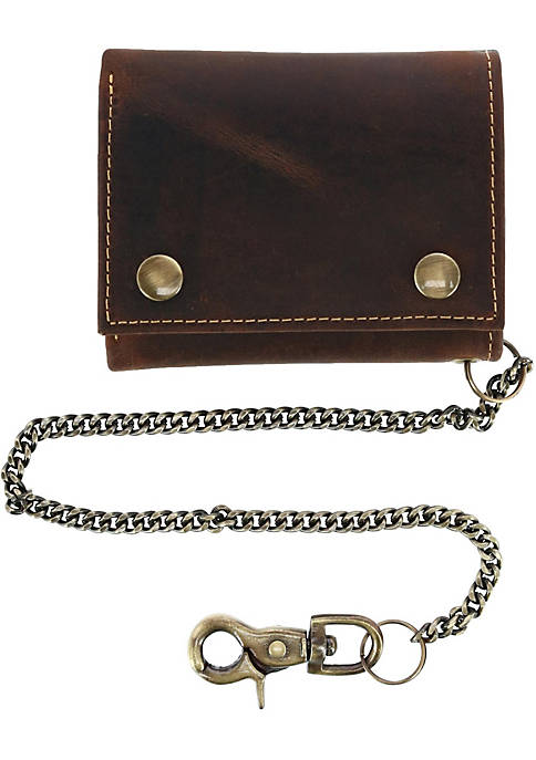 CTM Mens RFID Hunter Leather Chain Wallet