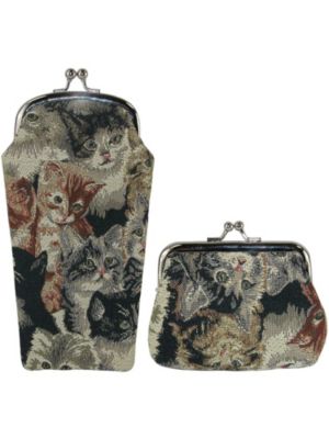 Belk Women's Cat Print Tapestry Coin Purse Wallet