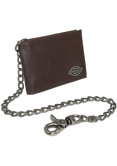 Dickies Mens Leather Trucker Chain Slimfold Wallet