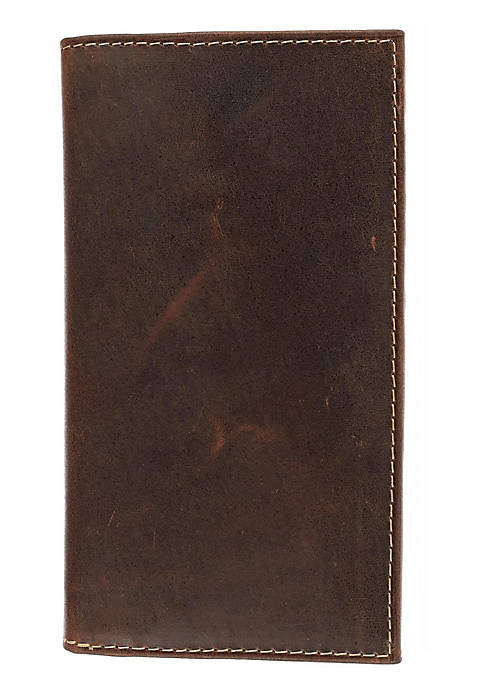 CTM Hunter Leather Distressed Checkbook Cover Wallet