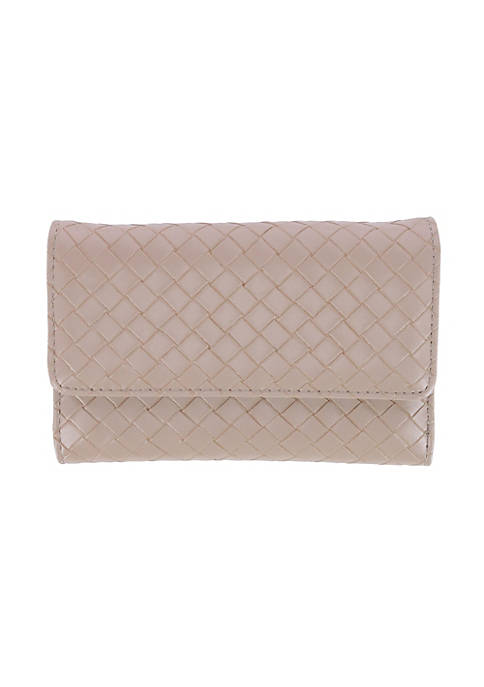 Buxton Womens Basketweave Midsize Trifold Wallet with Snap