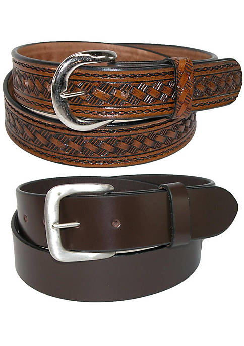 CTM Mens Leather Removable Buckle Belts (Pack of