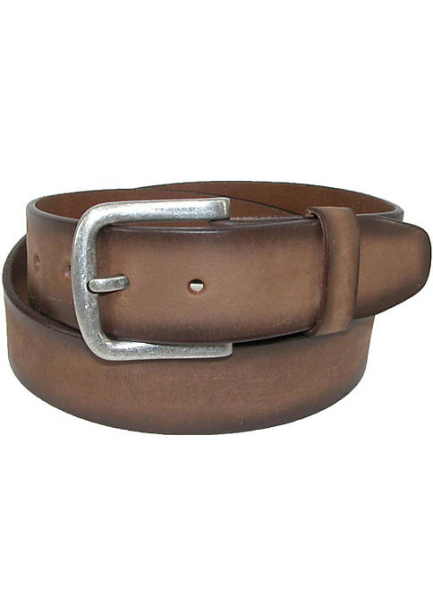 CTM Mens Burnished Leather Bridle Belt with Removable