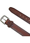 Mens Burnished Leather Bridle Belt with Removable Buckle