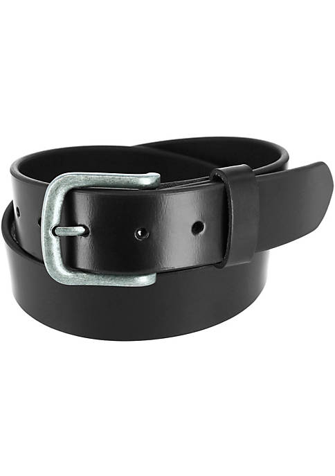 CTM Mens Leather 1 3/8 Inch Removable Buckle