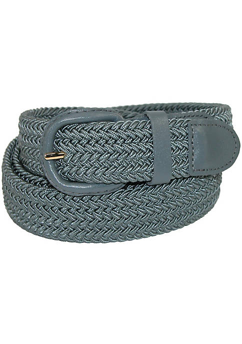 CTM Mens Elastic Braided Belt with Covered Buckle