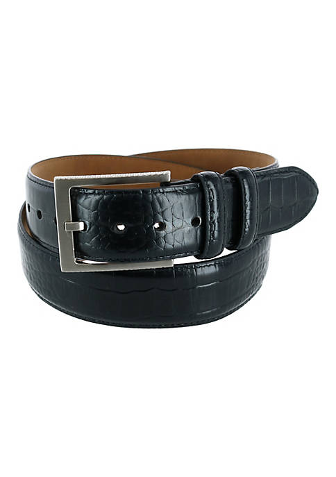 Greg Norman Mens Croco Print Leather Belt