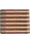 Mens Leather RFID Vintage American Flag Bifold Passcase Wallet