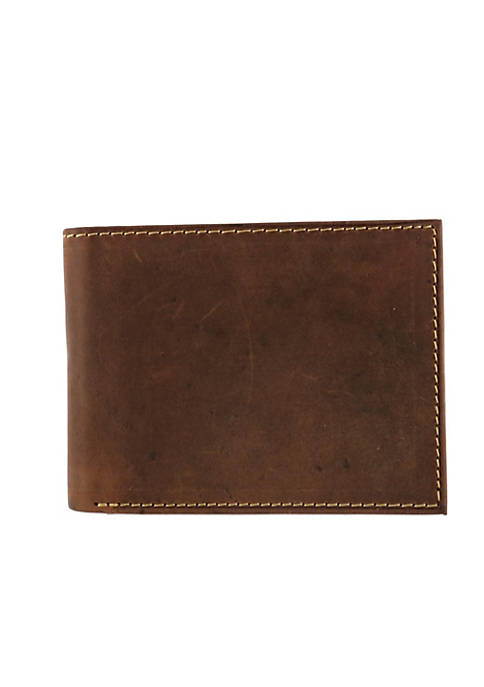 CTM Mens Hunter Leather Distressed RFID Bifold Wallet
