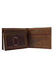Mens Hunter Leather Distressed RFID Bifold Wallet with Interior Zipper
