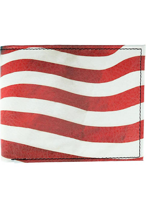 CTM Mens Leather American Flag Bifold Wallet
