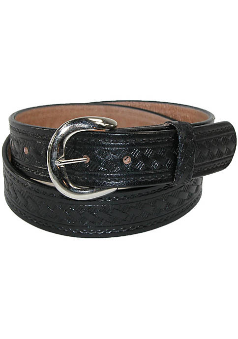 CTM Mens Leather Western Belt with Removable Buckle