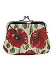 Womens Poppy Print Tapestry Coin Purse Wallet