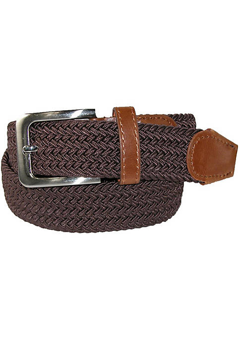 CTM Mens Elastic Braided Stretch Belt with Silver