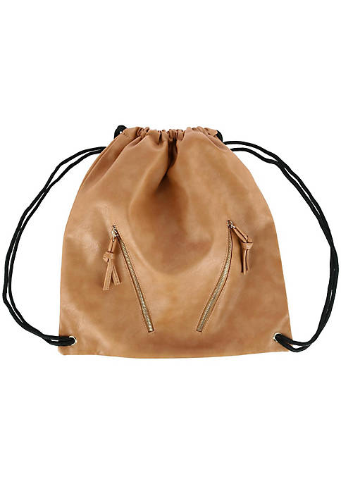 Womens Synthetic Leather Drawstring Backpack