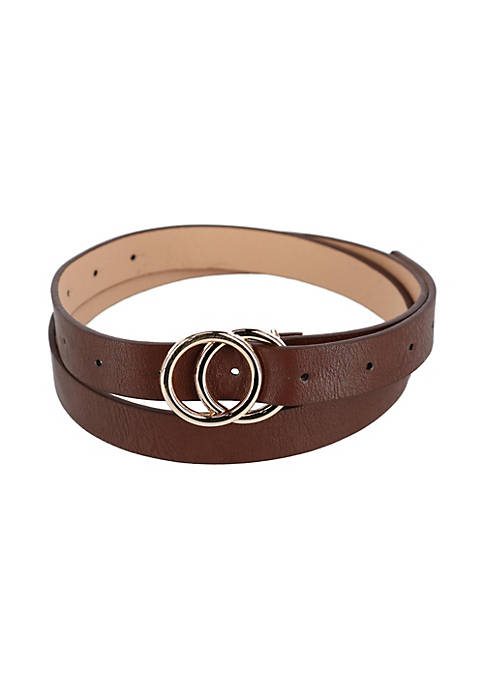 CTM Womens Belt with Double Circle Buckle